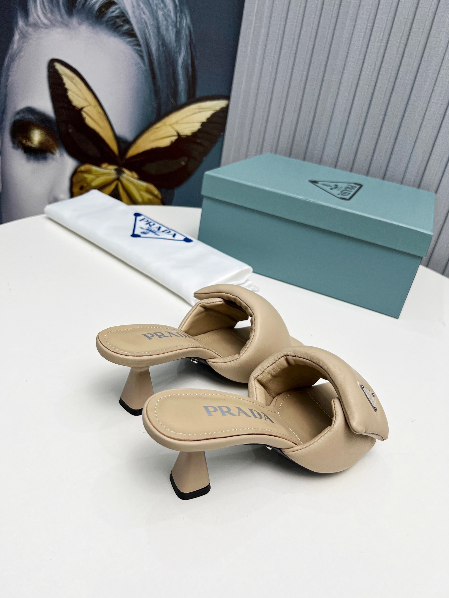 PRADA Soft with soft sheepskin sandals