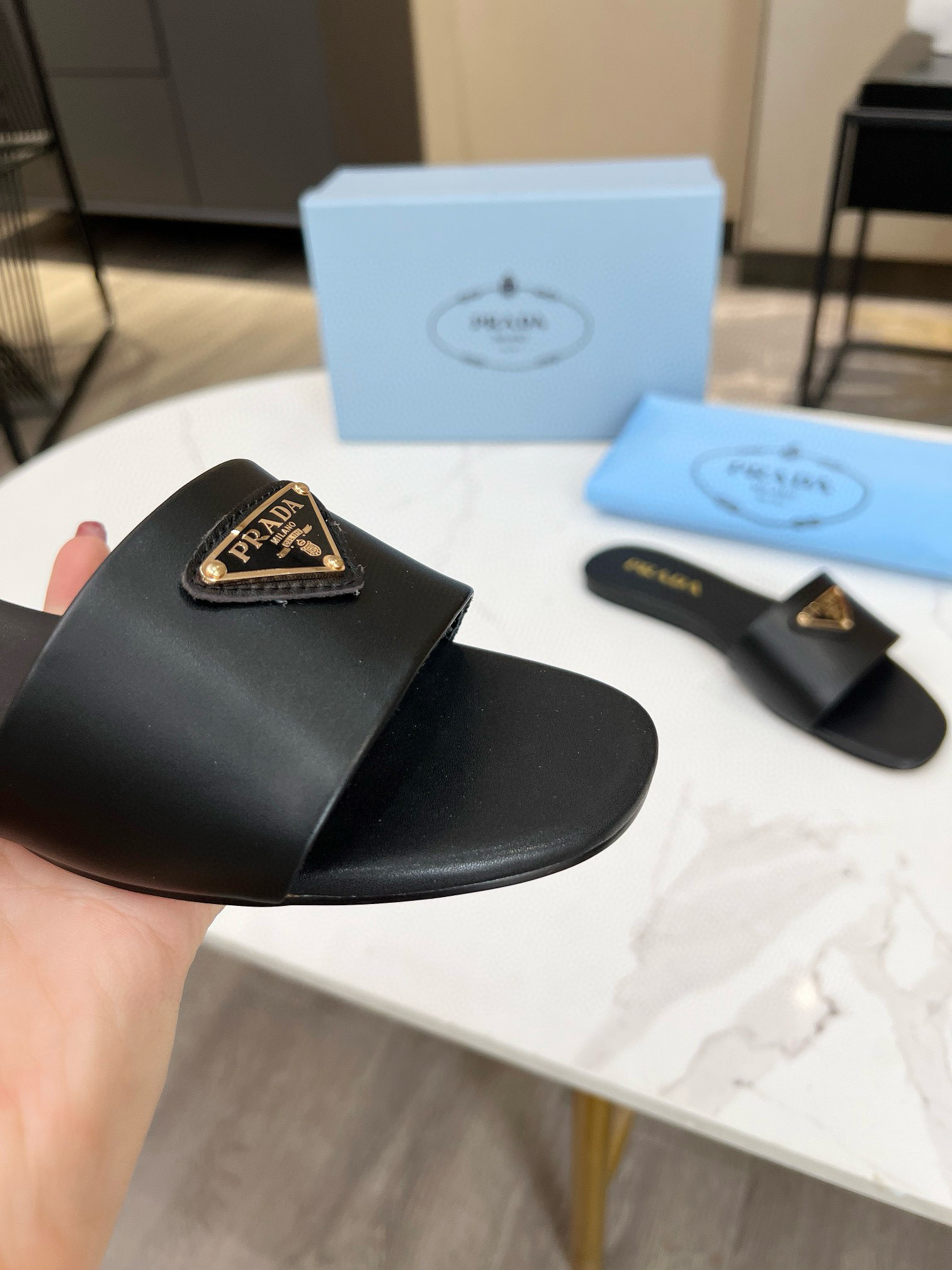 PRADA Leather Slides