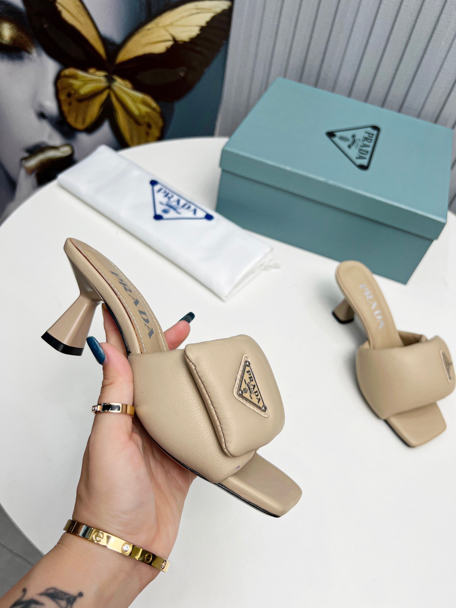 PRADA Soft with soft sheepskin sandals