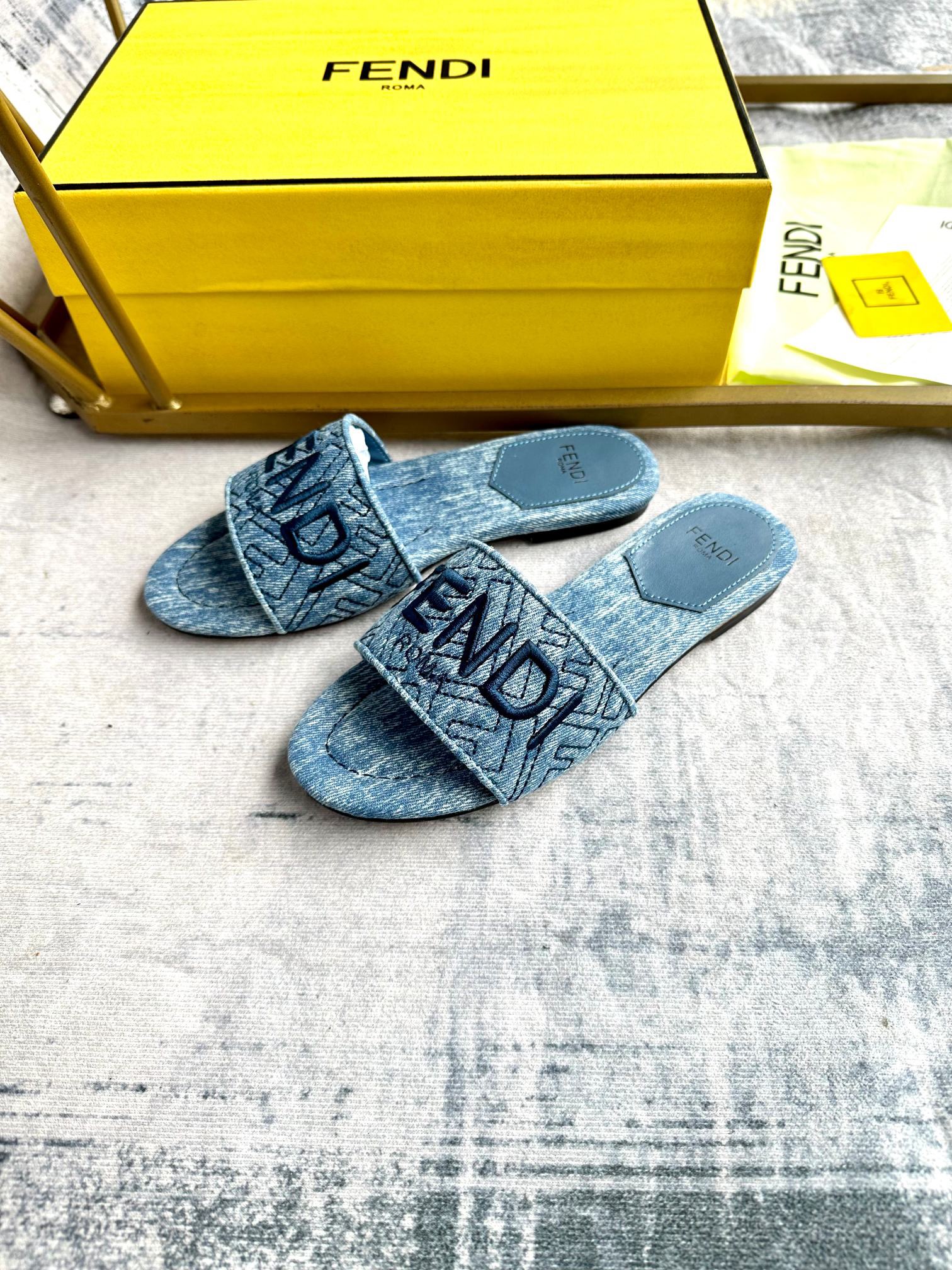 FENDI denim slippers