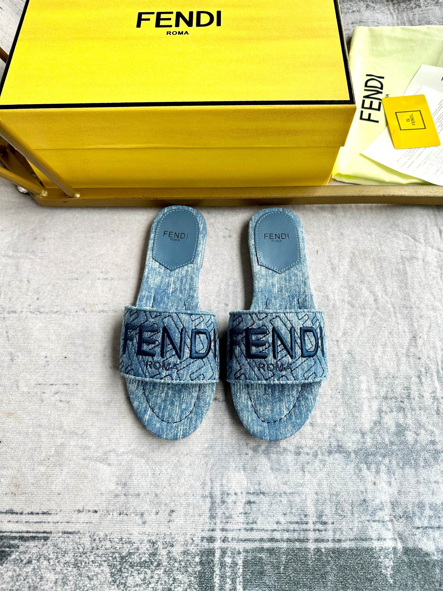 FENDI denim slippers