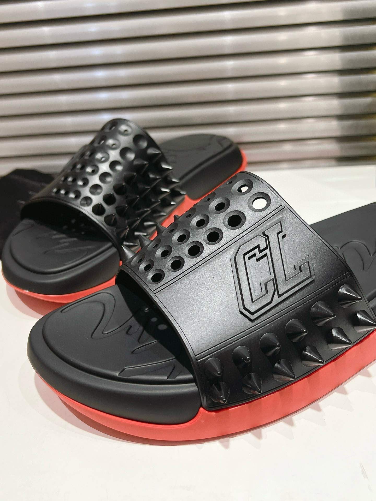 CHRISTIAN LOUBOUTIN Varsity Studded Slippers
