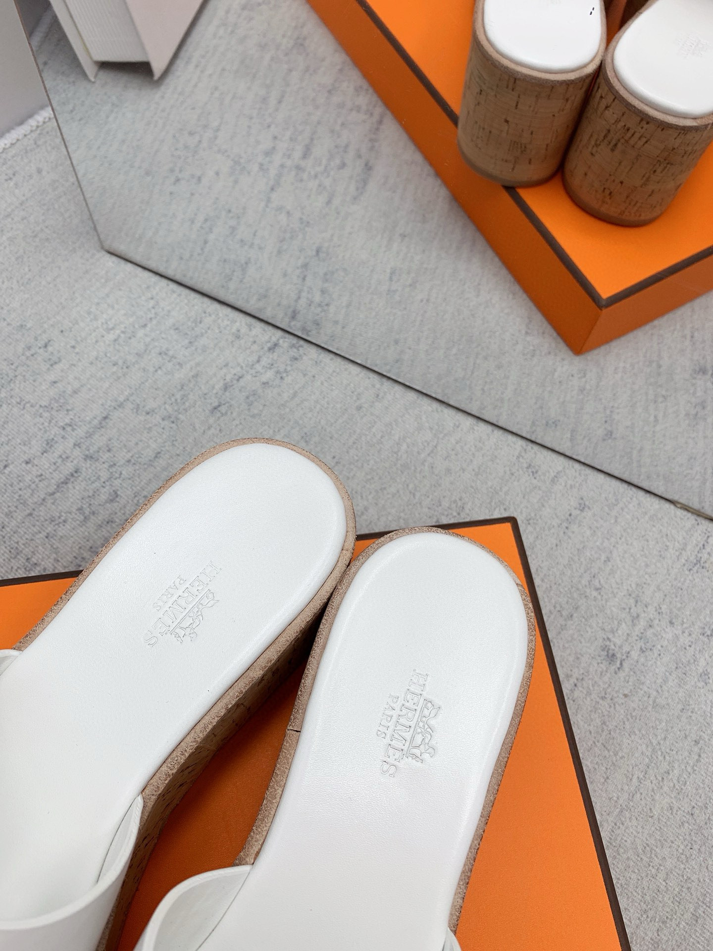 HERMES Wooden Wedge Sandals