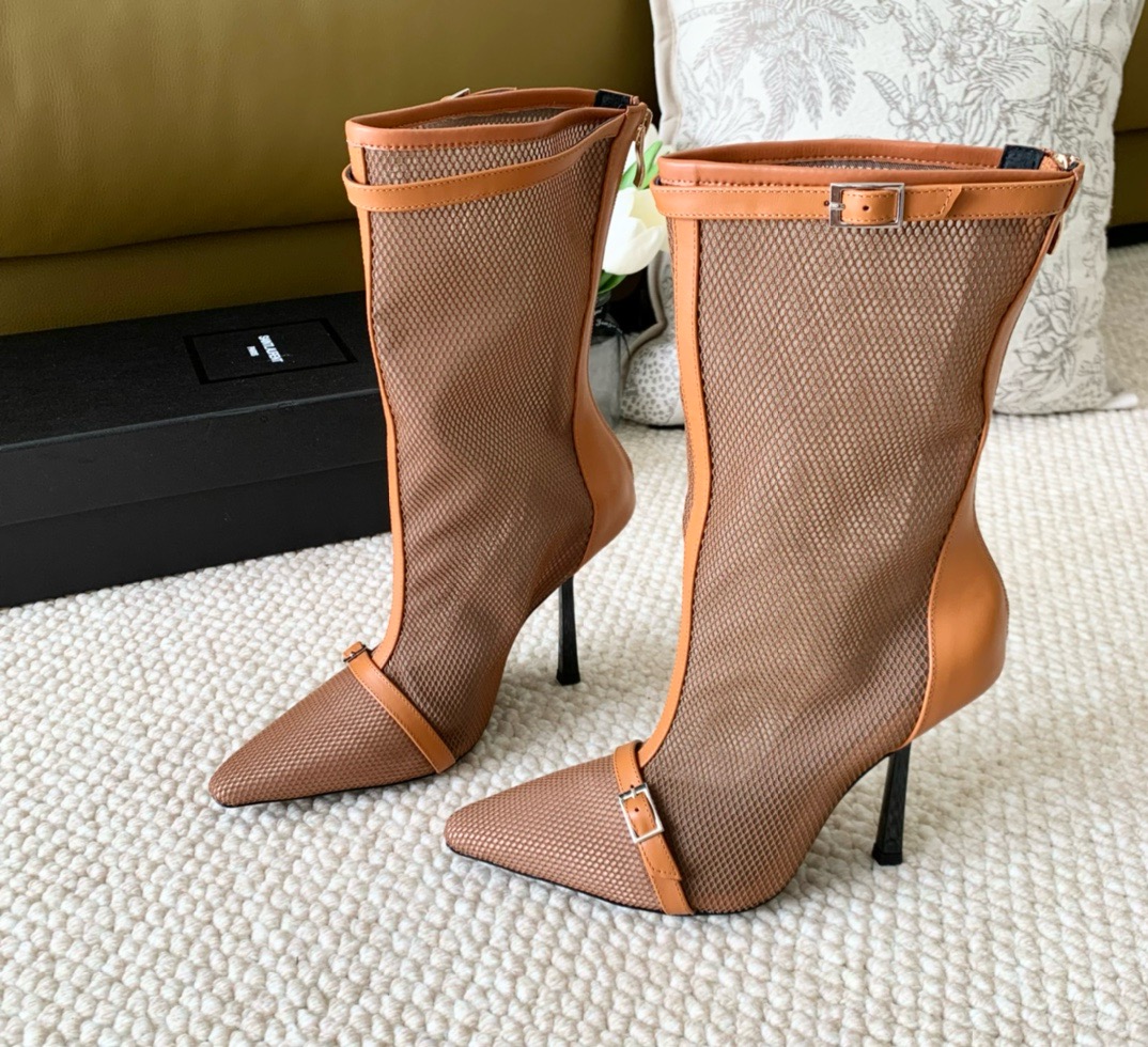YSL mesh high-heeled boots （10cm）