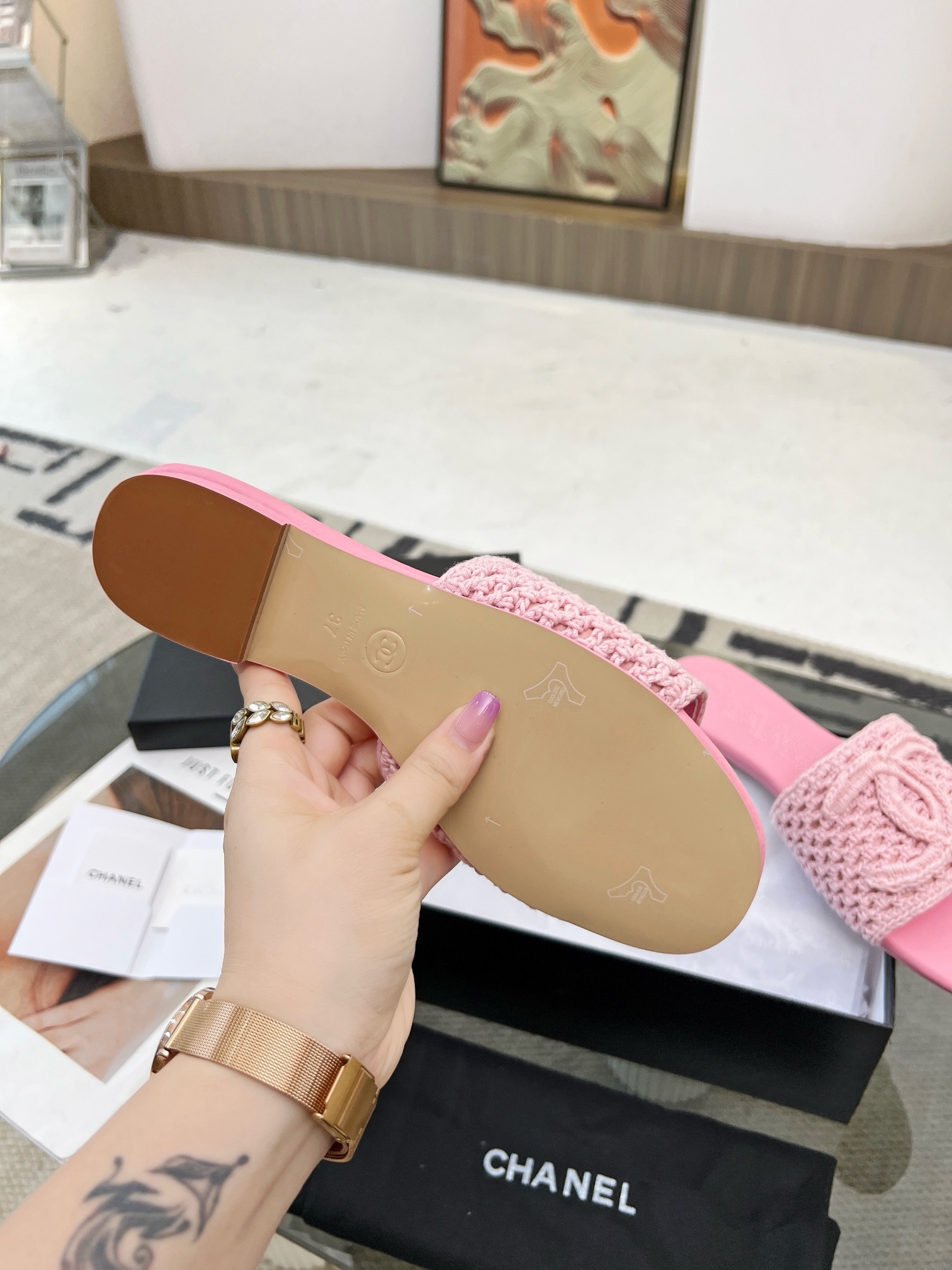 CHANEL Hand-knitted slippers