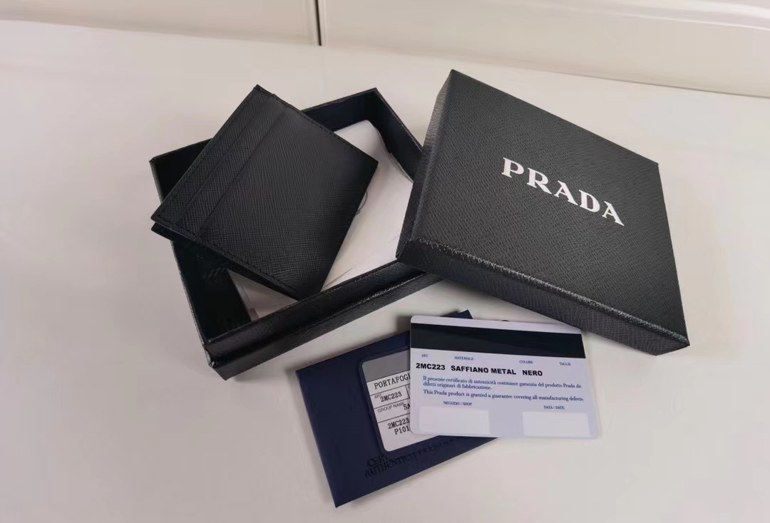 Prada Saffiano leather card clip