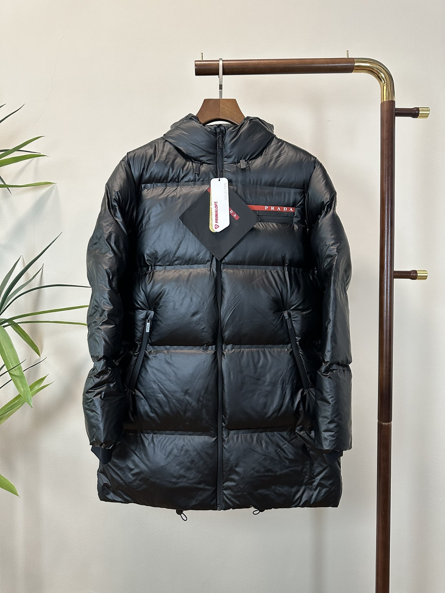 PRADA Hooded high collar down jacket