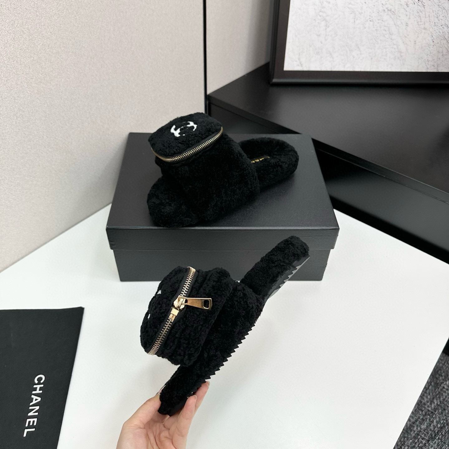 CHANEL Fur Slippers