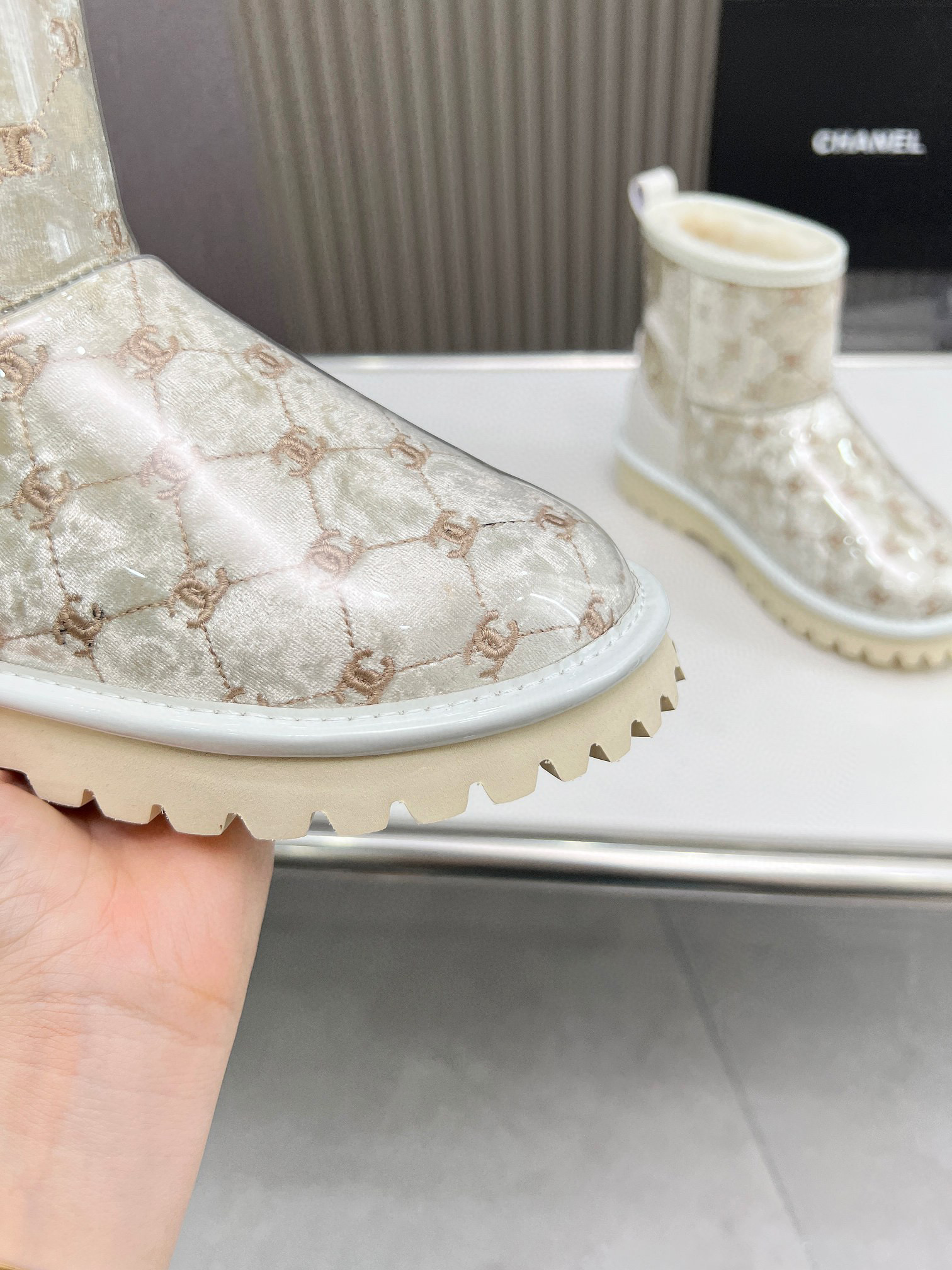 CHANEL TPU Embroidered Snow Boots