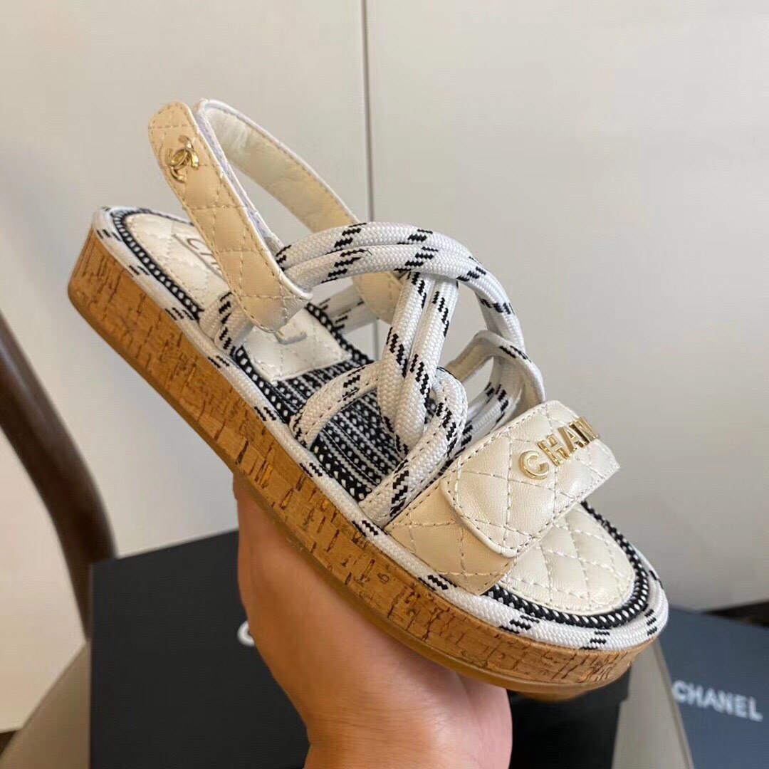 CHANEL woven sandals with twine