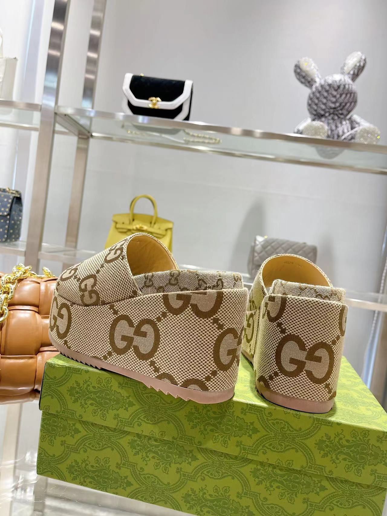 GUCCI platform wedge slippers