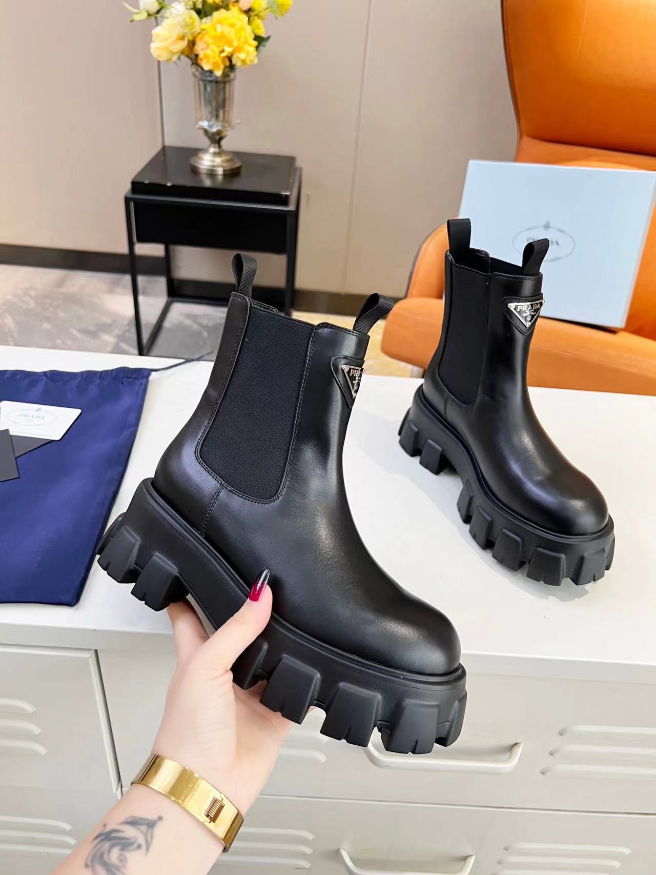 PRADA Monolith brushed leather boots
