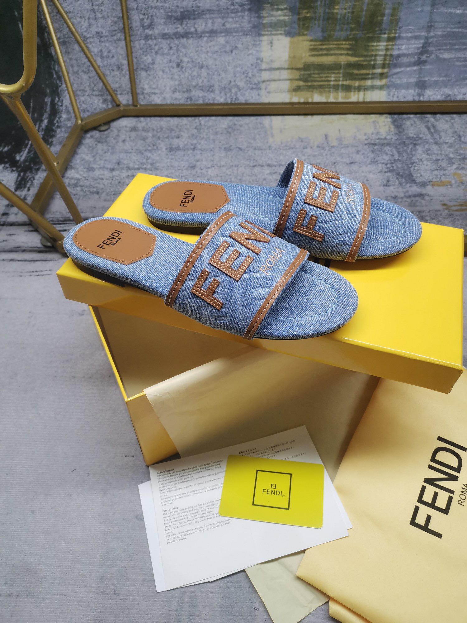 FENDI Canvas embroidery Slippers