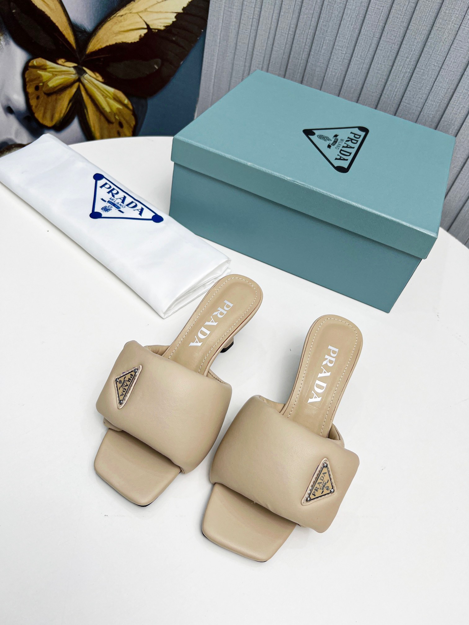 PRADA Soft with soft sheepskin sandals