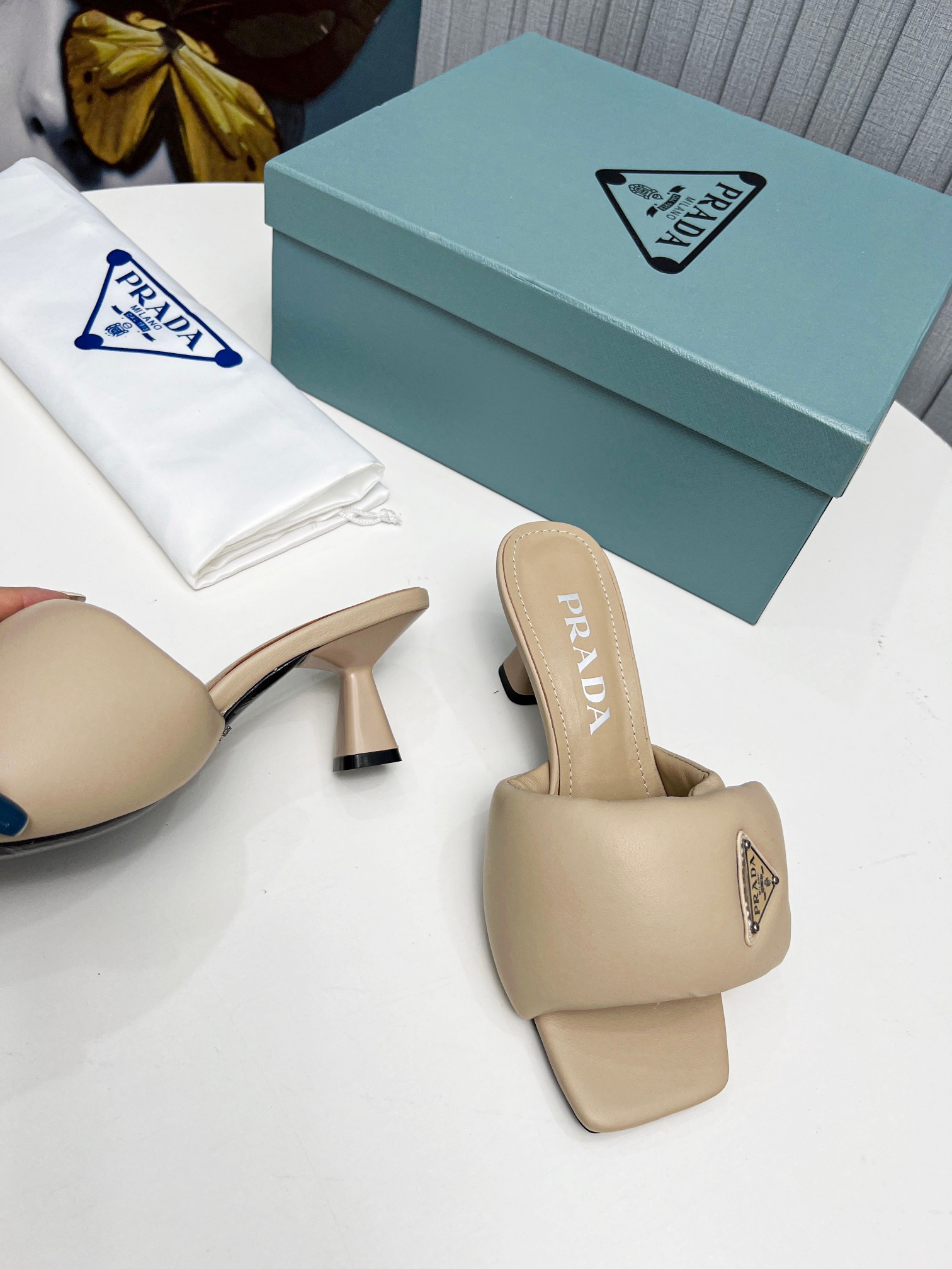 PRADA Soft with soft sheepskin sandals