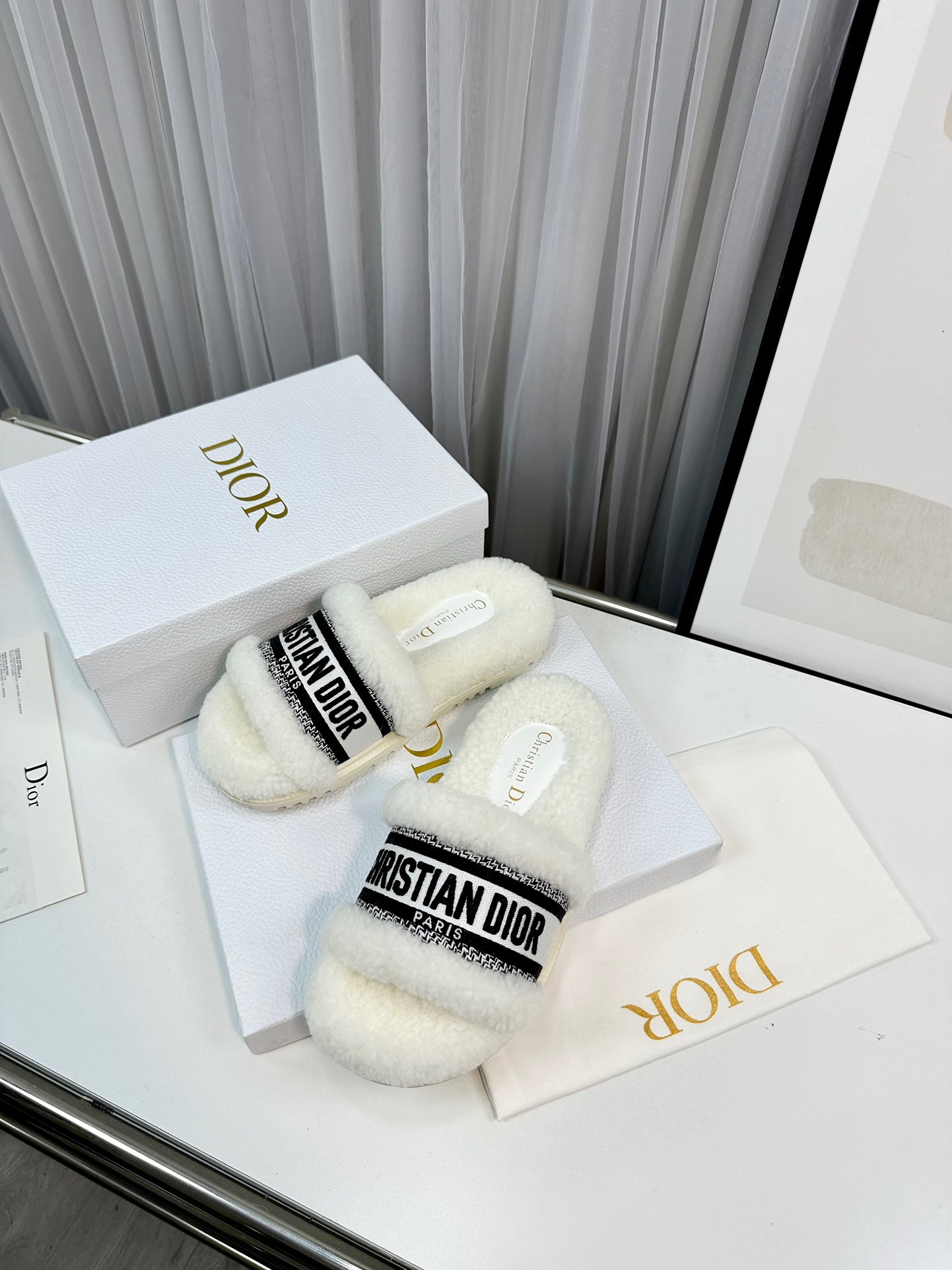 DIOR Fur Slippers