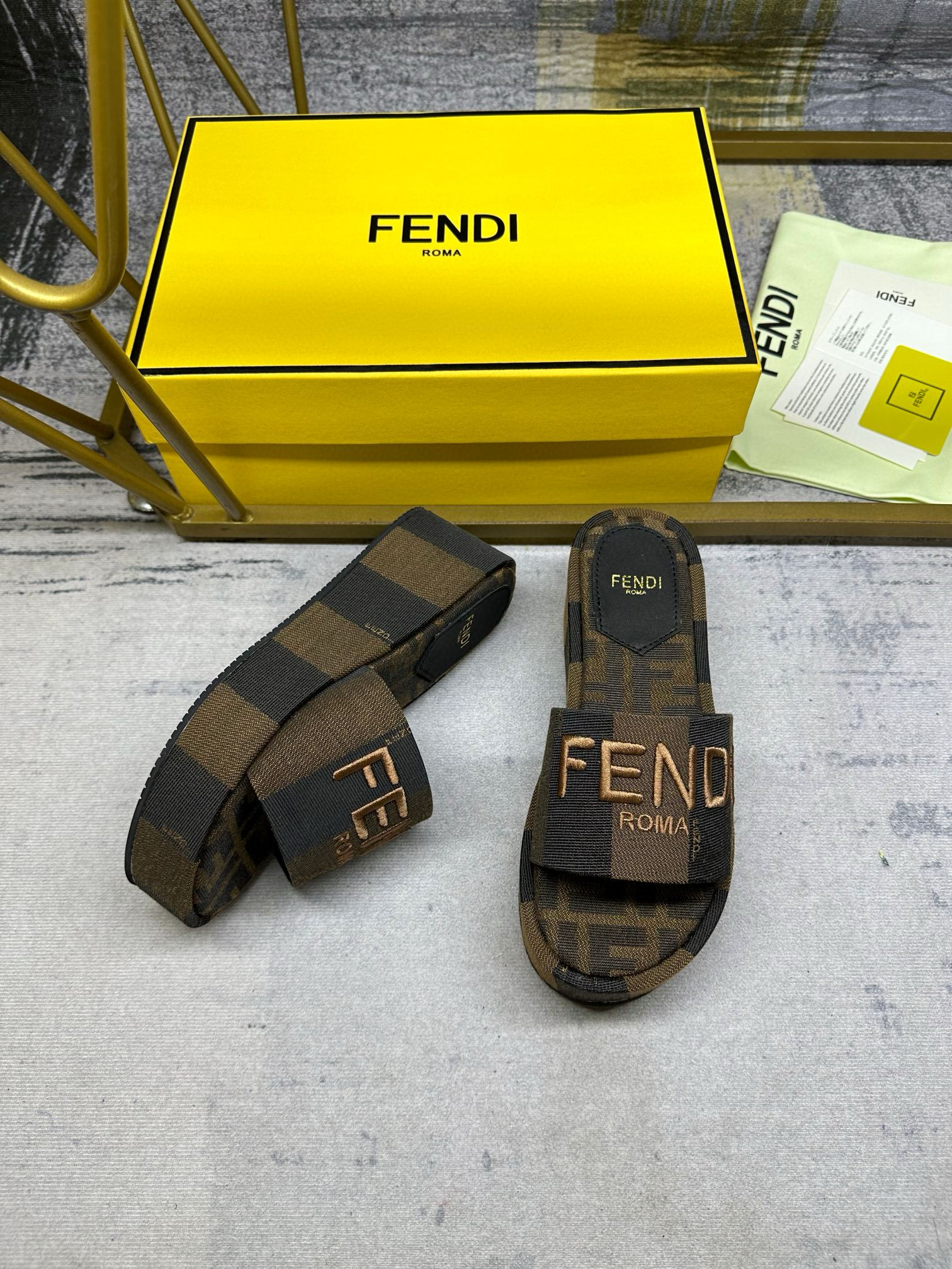 FENDI Sunshine Platform Slippers