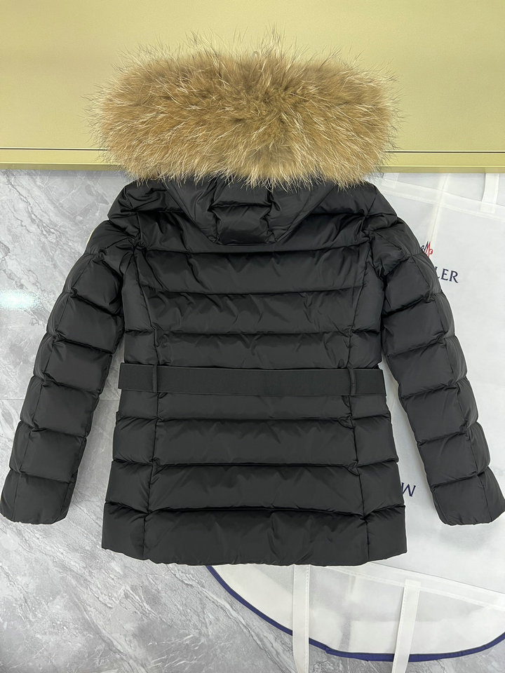 MONCLER Short down jacket with fur collar