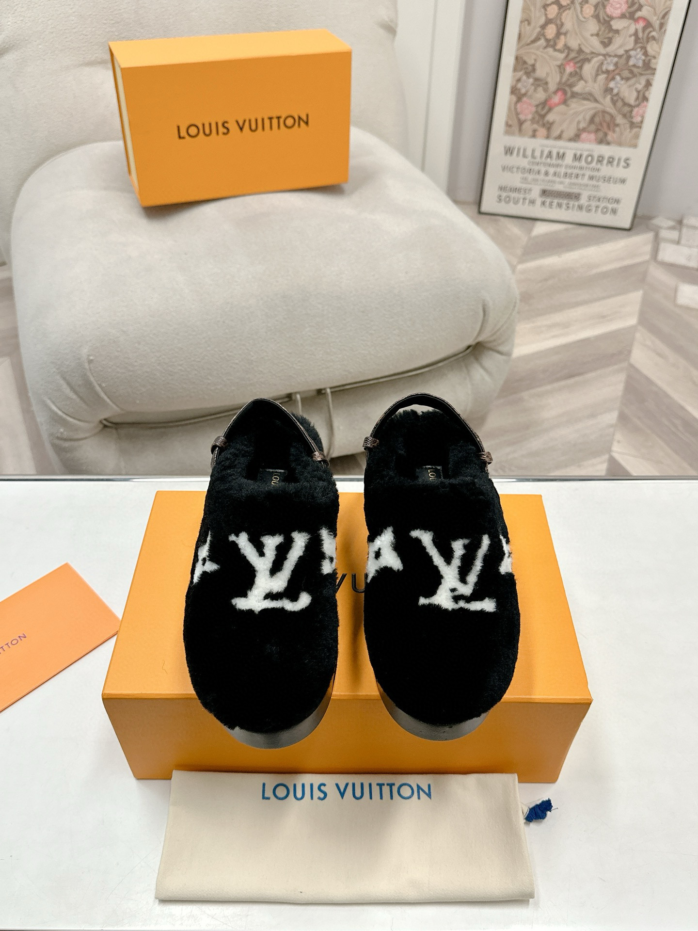 LV Furry sandals