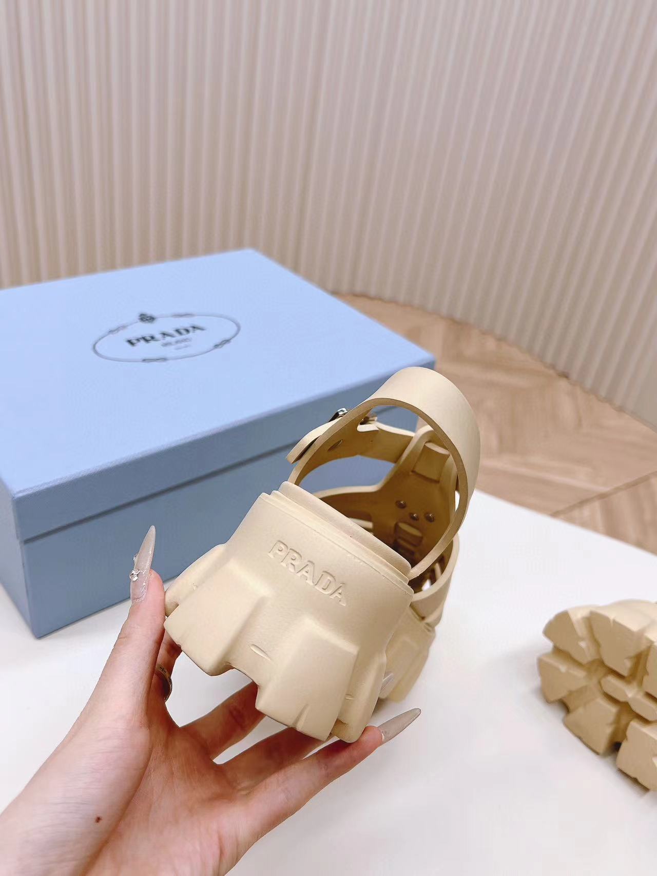 PRADA Roman Woven Thick Soled Rubber Sandals