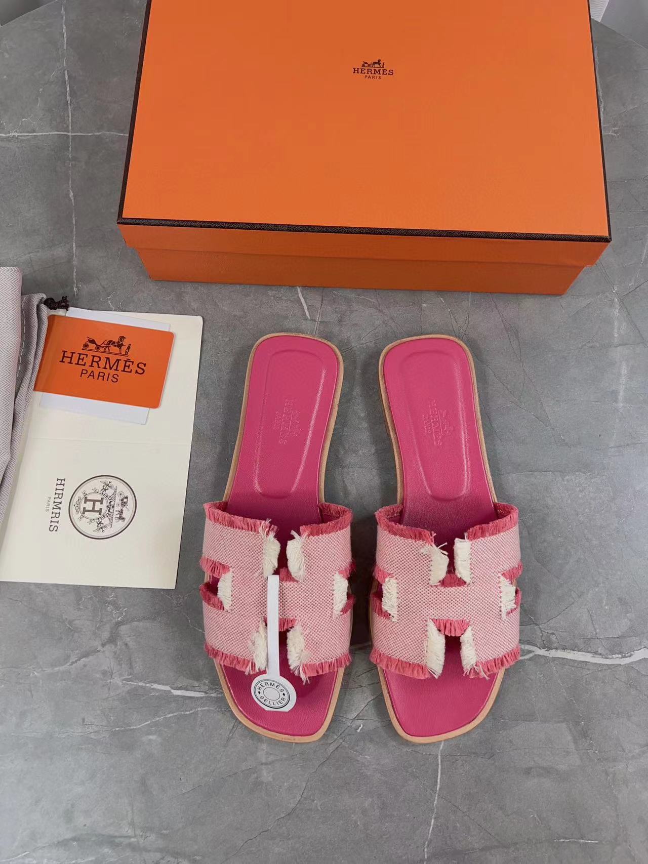 Hermès Classic H CanvasTassel Slippers
