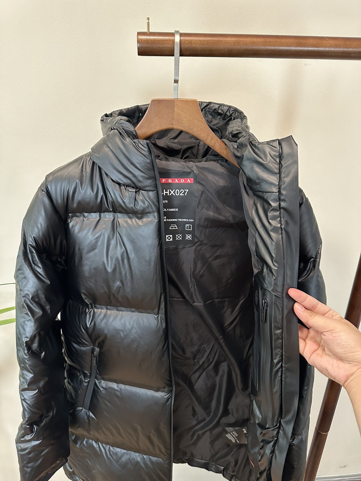 PRADA Hooded high collar down jacket