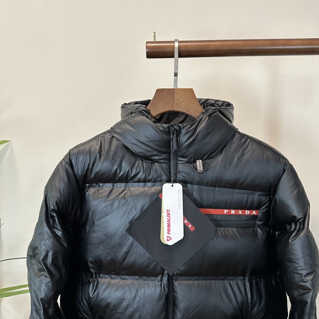 PRADA Hooded high collar down jacket